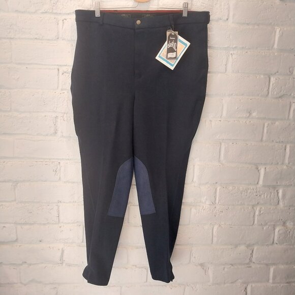 On Course Breeches Men 40 Long Blue Jodhpurs Knee Patch Horseback Cotton Natural - Picture 1 of 13